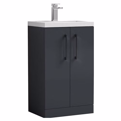 Balterley Freestanding Bathroom Vanity Unit with Basin and Soft Close Doors, Dark Grey and Black, W/D/H: 51 x 36 x 84 cm – 4