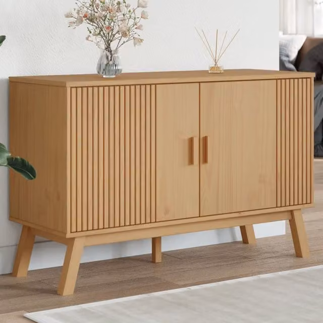 Berkfield Home Olden Sideboard in Brown Solid Wood Pine, W/D/H: 114 x 43 x 73.5 cm – 1