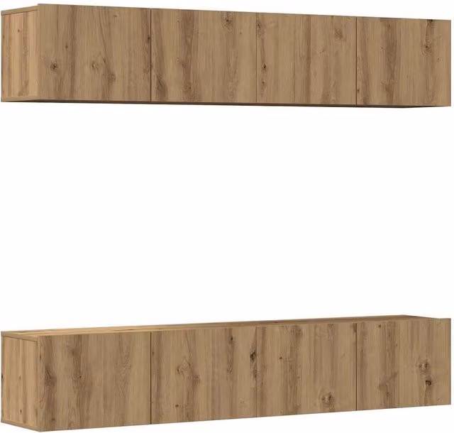 Berkfield Home Artisan Oak Wall Mounted TV Cabinets, 4 Piece Set in Brown