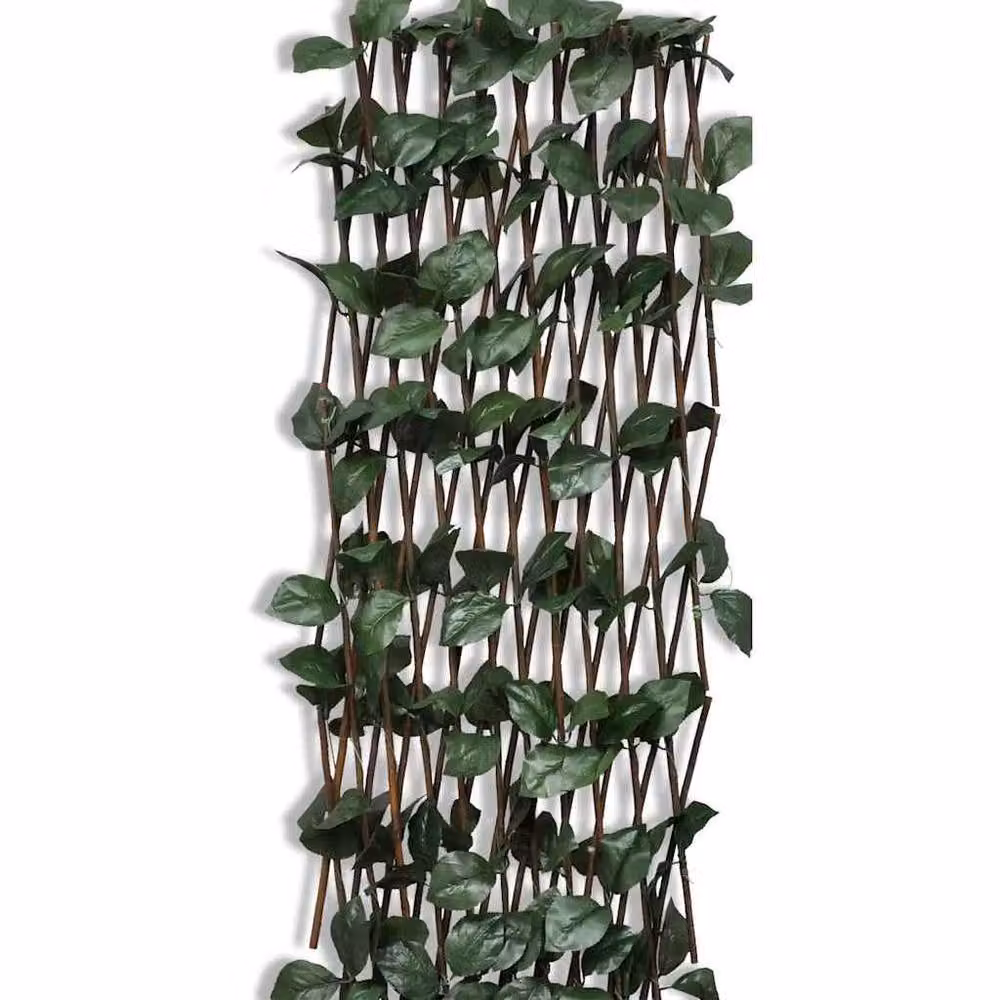 Berkfield Home Willow Trellis Fence with Artificial Leaves, 5 Pieces, Brown, H 180 cm x W 90 cm – 4