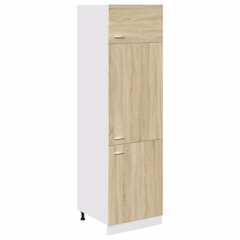 Berkfield Home Lyon Refrigerator Cabinet in Sonoma Oak Brown, W/D/H: 60 x 57 x 207 cm