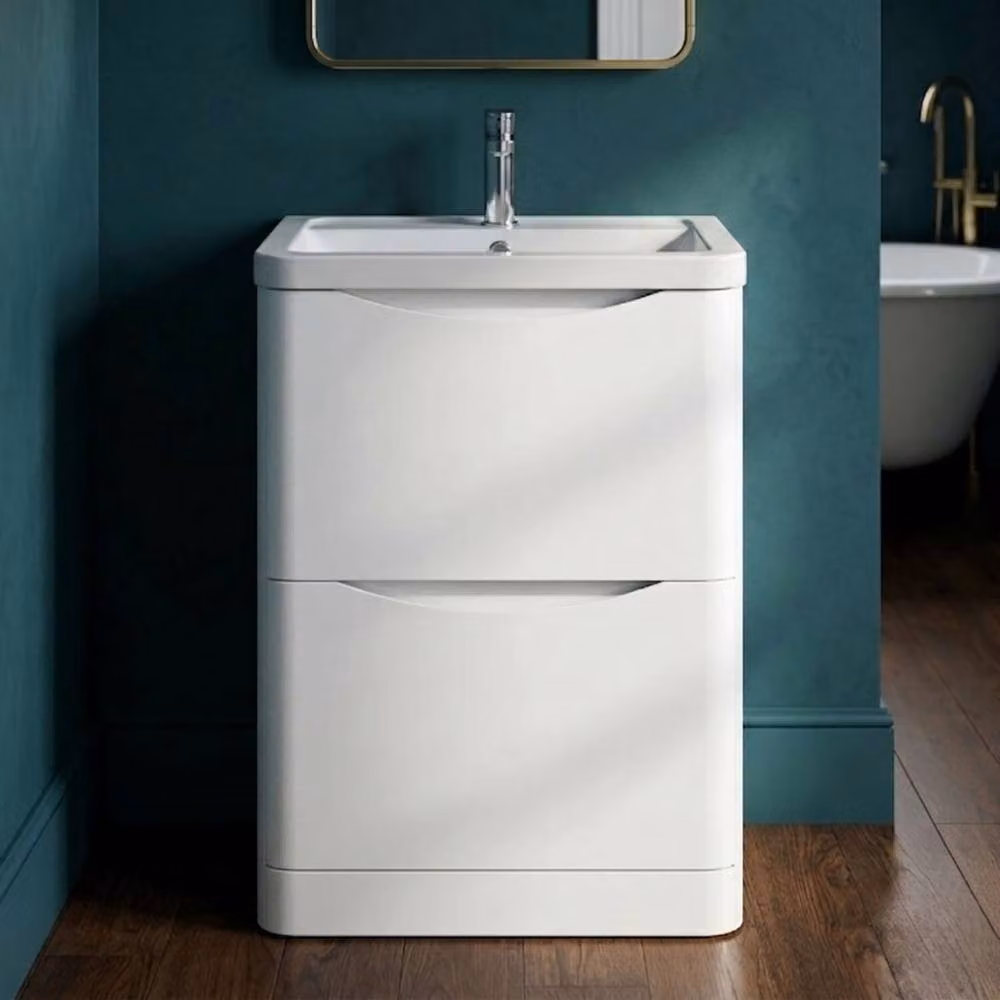 Balterley Dunwood Contemporary 2 Drawer Vanity Basin Unit, Satin White, W: 60 cm – 3
