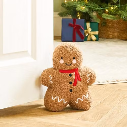 OHS Gingerbread Weighted Boucle Decorative Doorstop in Brown or Beige, W/D/H: 25 x 10 x 10 cm – 3