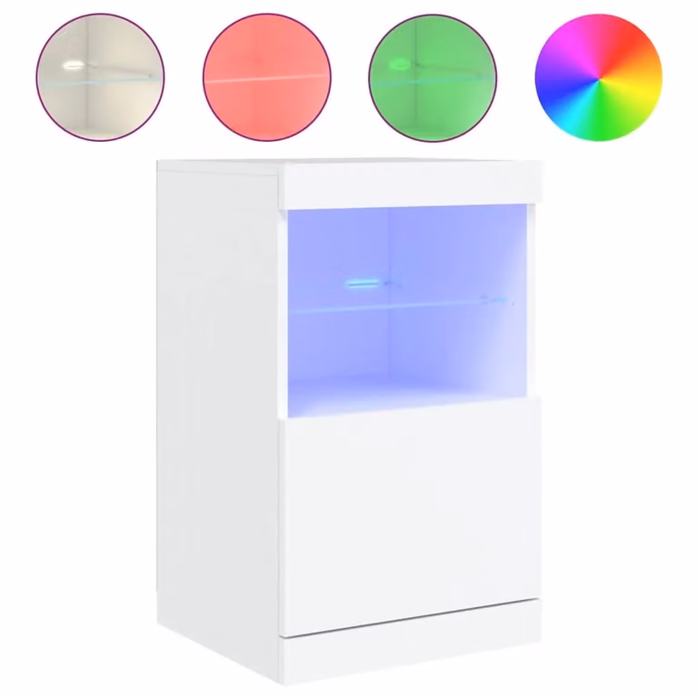 Berkfield Home Modern White Sideboard with Integrated LED Lighting W/D/H: 41 x 37 x 67 cm
