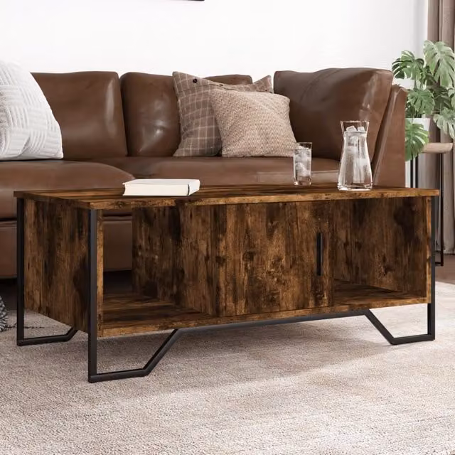 Berkfield Home Smoked Oak Coffee Table in Brown, W/D/H: 100 x 51 x 40 cm – 1