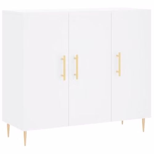 vidaXL Modern White Sideboard in Matt MDF and Metal, W/D/H: 90 x 34 x 80 cm – 1