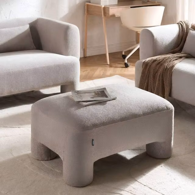 Wyld Haus Soft Body Rectangular Fabric Ottoman in Beige