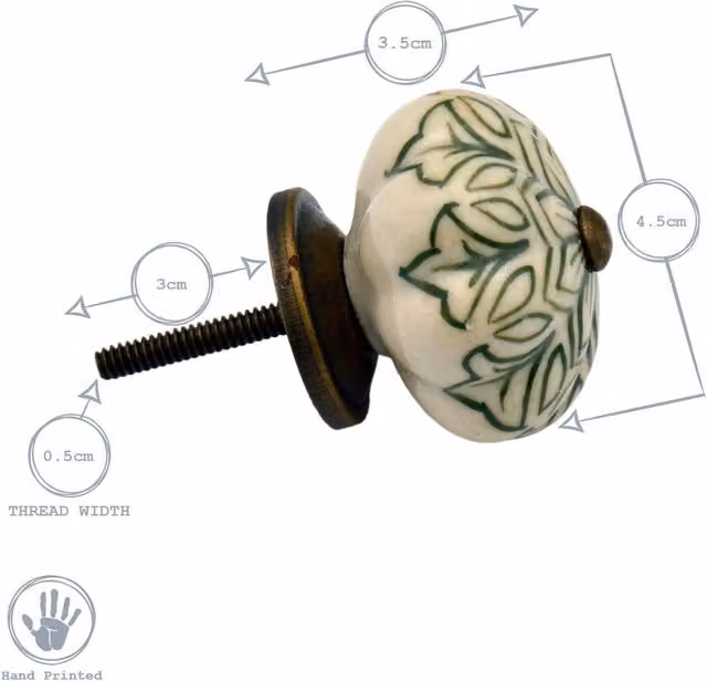 Nicola Spring Black Ceramic Floral Cabinet Knobs, Pack of 12 – 1