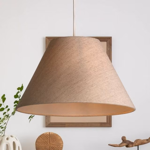 Lighting Collection Linen Coolie Cone Lamp Shade in Beige, Diameter: 38 cm – 1