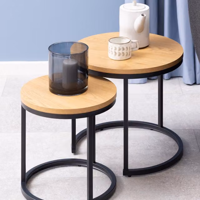 Furniture To Go Spiro Round Nest of Tables in Wild Oak