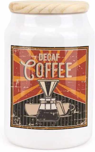 Purely Home Retro Drinks Ceramic Decaf Coffee Storage Canister in Red and White