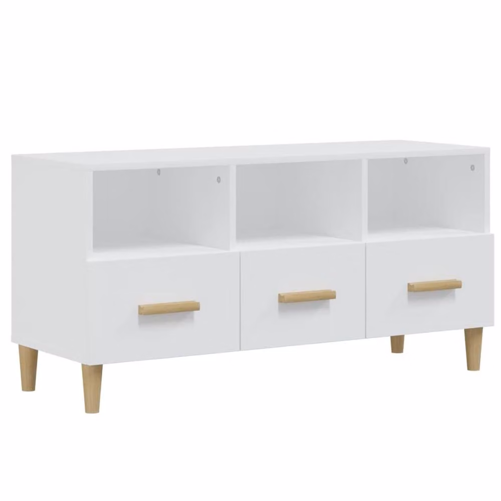 Berkfield Home Modern White TV Cabinet in Matt Engineered Wood W/D/H: 102 x 36 x 50 cm – 2