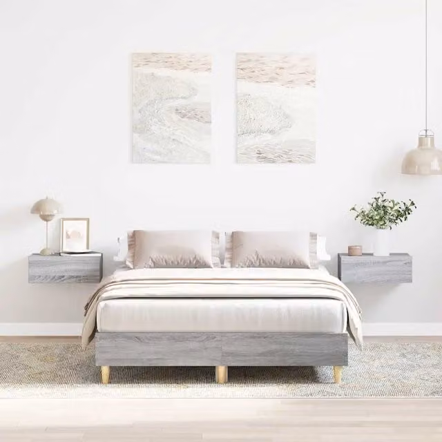 Berkfield Home Small Double Bed Frame in Grey Sonoma, Engineered Wood, W/D/H: 120 x 200 cm