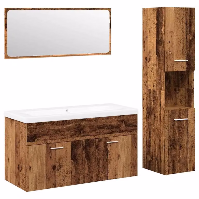 Berkfield Home 4 Piece Bathroom Furniture Set in Old Wood Brown
