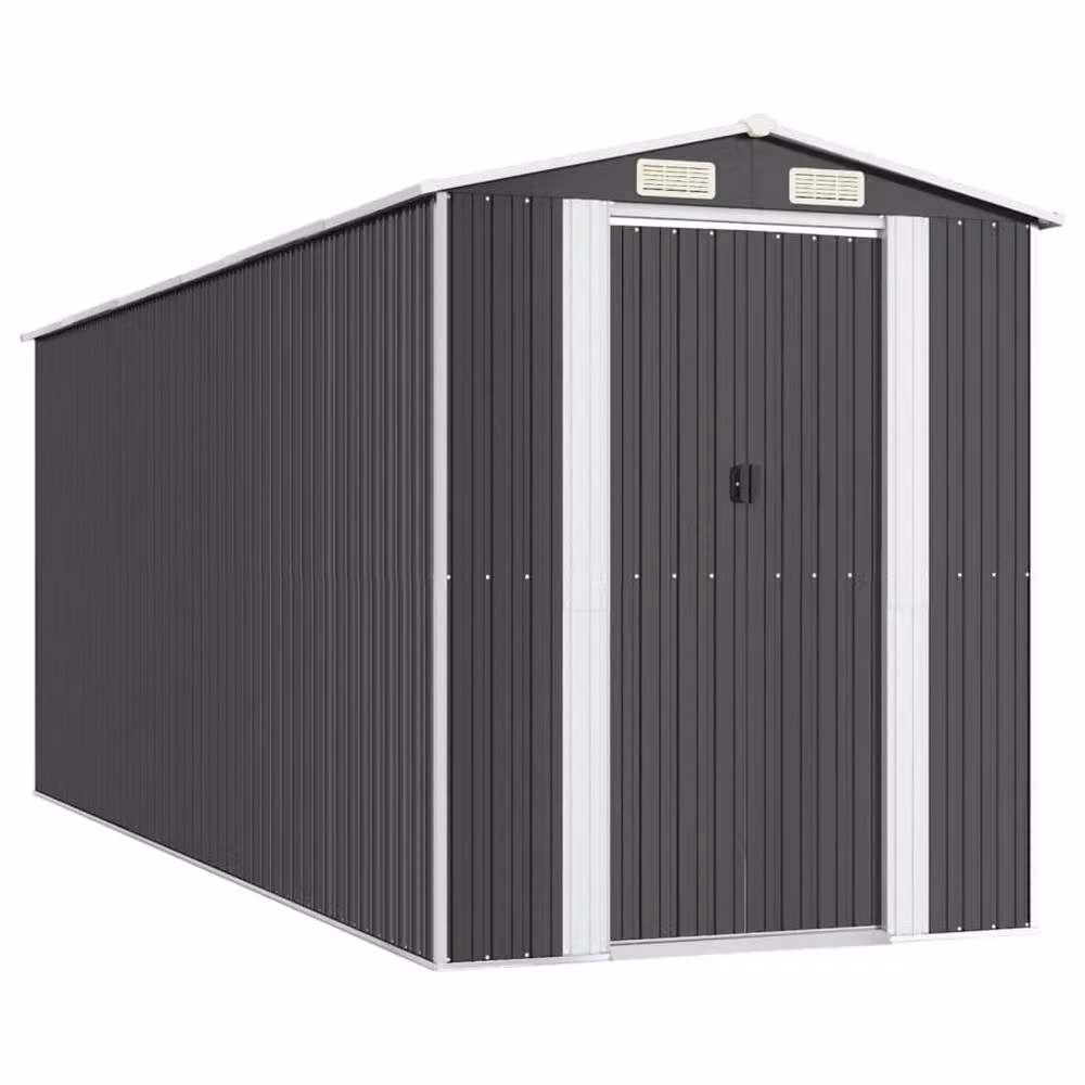Berkfield Anthracite and Black Galvanised Steel Gable Garden Shed, W/D/H: 192 x 523 x 223 cm – 3