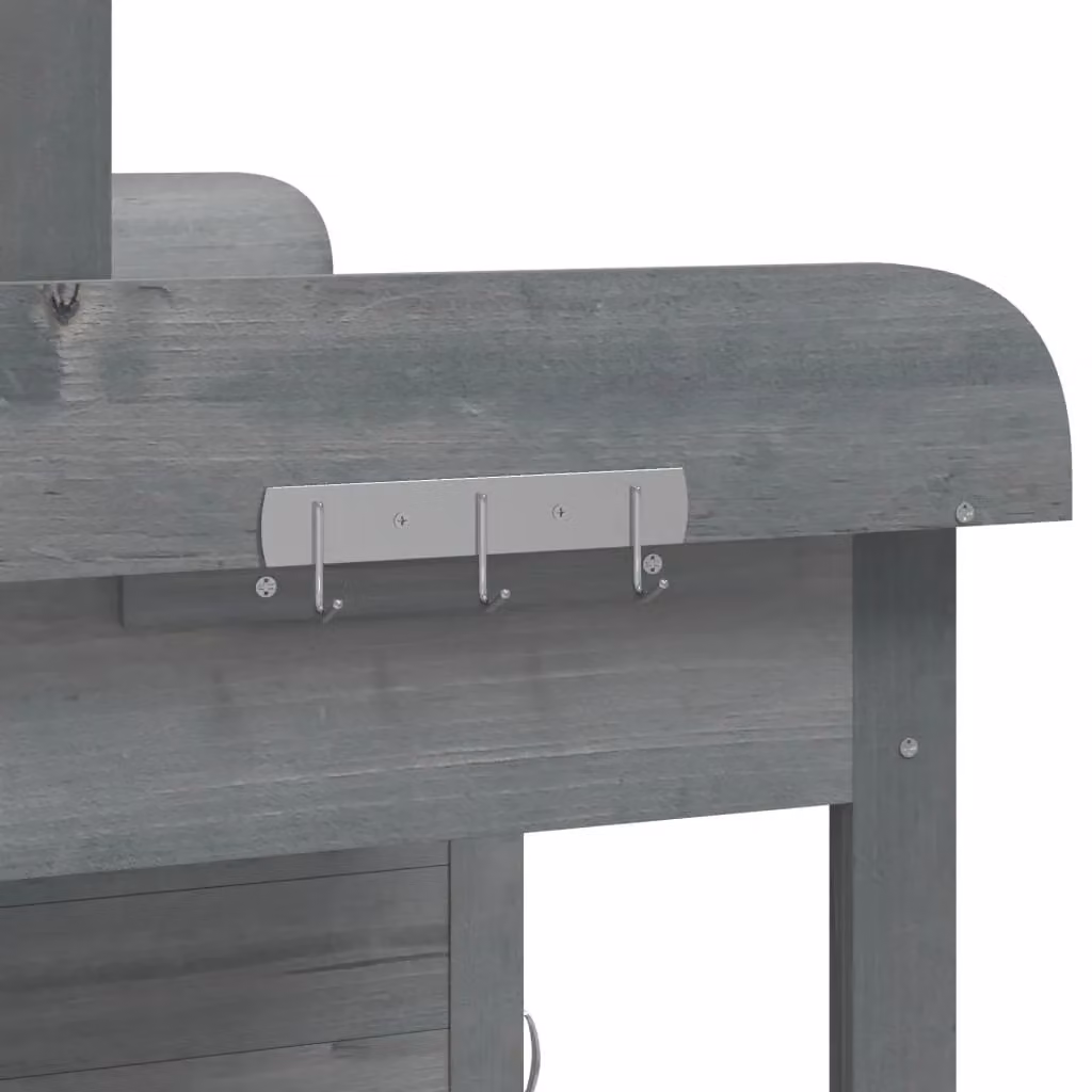 Berkfield Home Potting Table with Cabinet in Grey, Solid Wood and Metal, W/D/H: 110.5 x 45 x 124.5 cm – 4