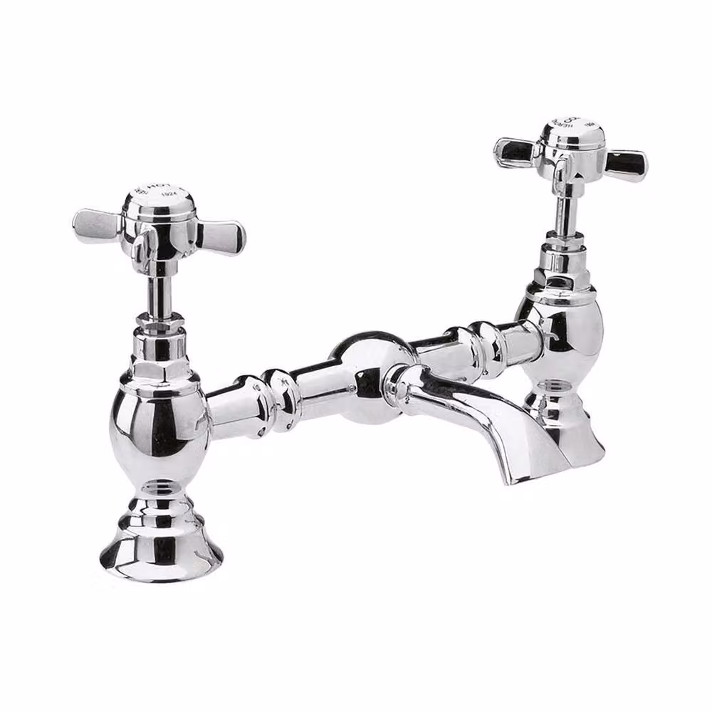 Nuie Nuie Traditional Basin Mixer Tap with Phillips Cross Handles in Silver – 2