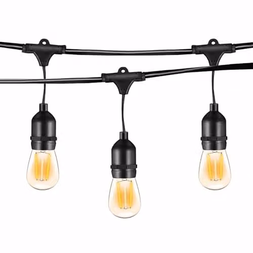 ENERJ Black LED Filament Bulb String Light Kit with 15x 2W Warm White E27 Vintage Lamps