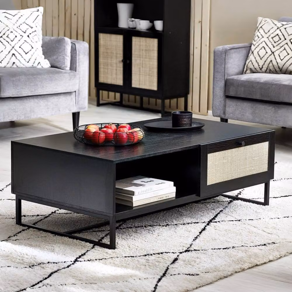 Cheshire Portree Modern Matt Black Rectangular Coffee Table – 3