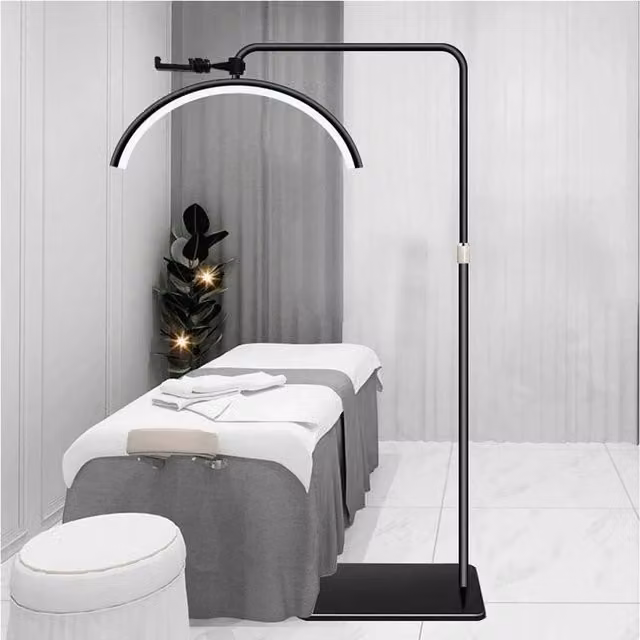FLAVORA Black 360 Degree Half Moon LED Beauty Lamp for Lash, Nail and Tattoo Salons – 1