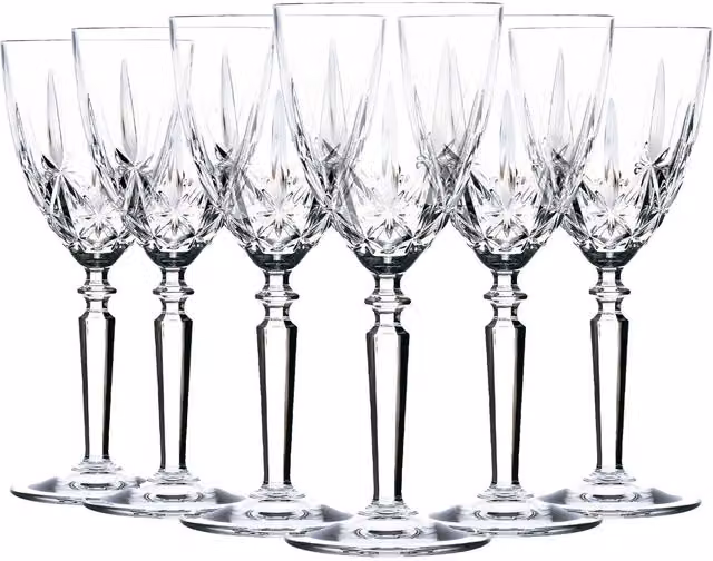 RCR Crystal Orchestra Wine Glass Set, 6 x 290ml Red or White Wine Goblets, Clear