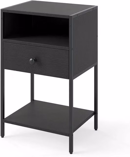 KORVIXA Black Industrial Farmhouse Accent Table and Nightstand Organizer – 1