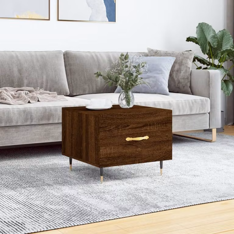 Berkfield Home Decorative Coffee Table in Brown Oak, W/D/H: 50 x 50 x 40 cm
