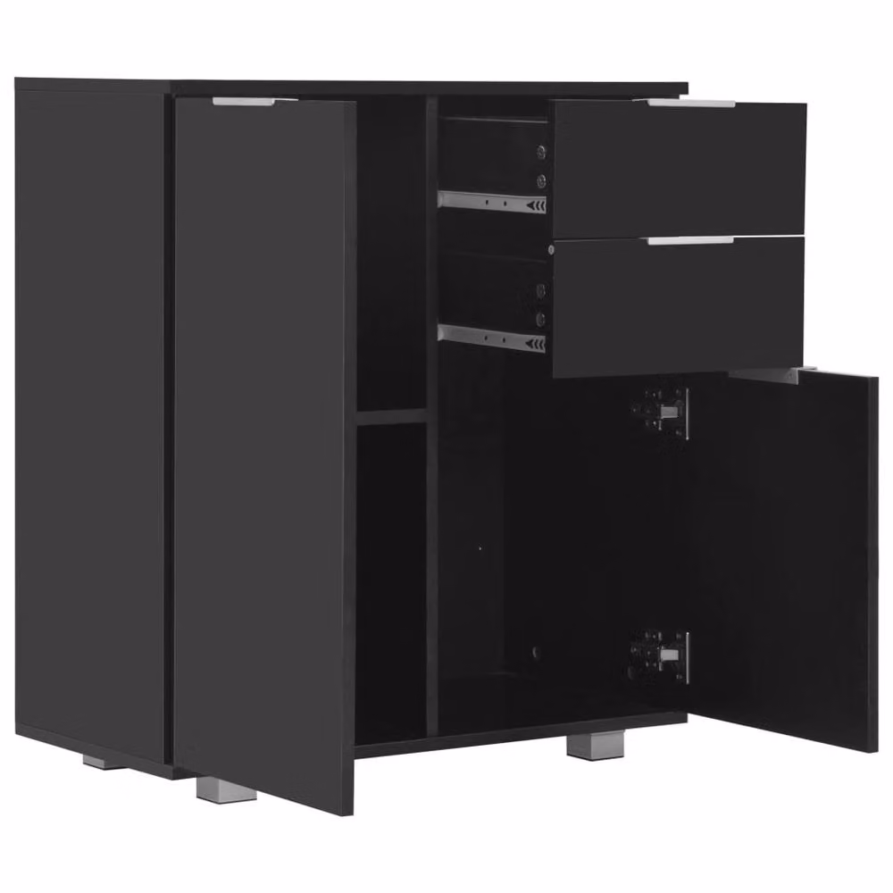 Berkfield Home Modern High Gloss Black Sideboard in Engineered Wood W/D/H: 71 x 35 x 76 cm – 3