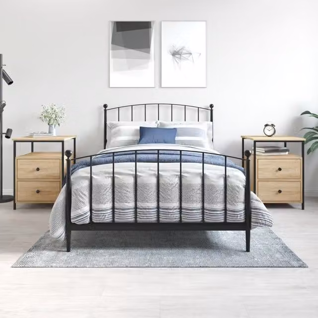 Berkfield Home Set of 2 Sonoma Oak Bedside Cabinets in Brown, W/D/H: 44 x 45 x 60 cm – 1