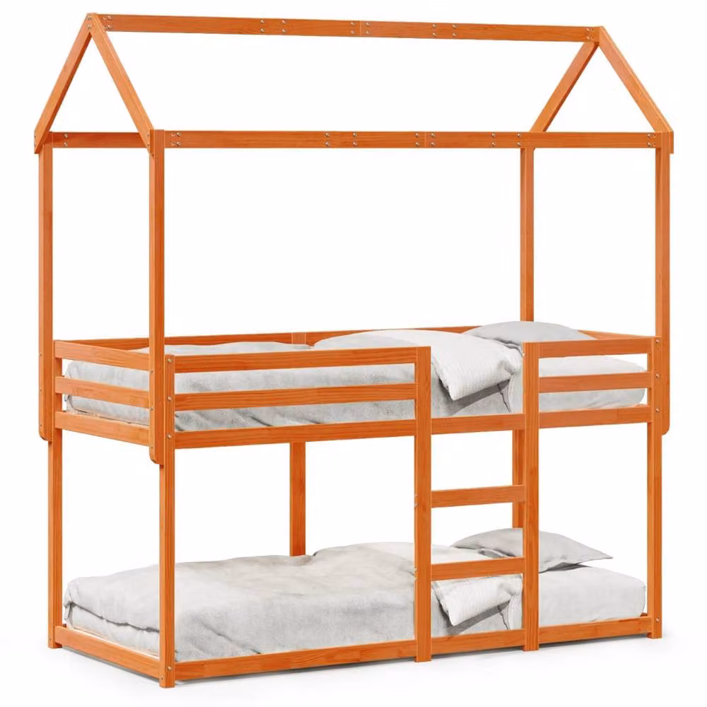 Berkfield Home Single Solid Wood Pine Bunk Bed in Wax Brown, W/D/H: 90 x 190 cm – 2