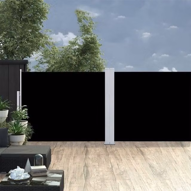 Berkfield Home Retractable Single Side Awning in Black, Polyester, W/H: 1000 x 140 cm