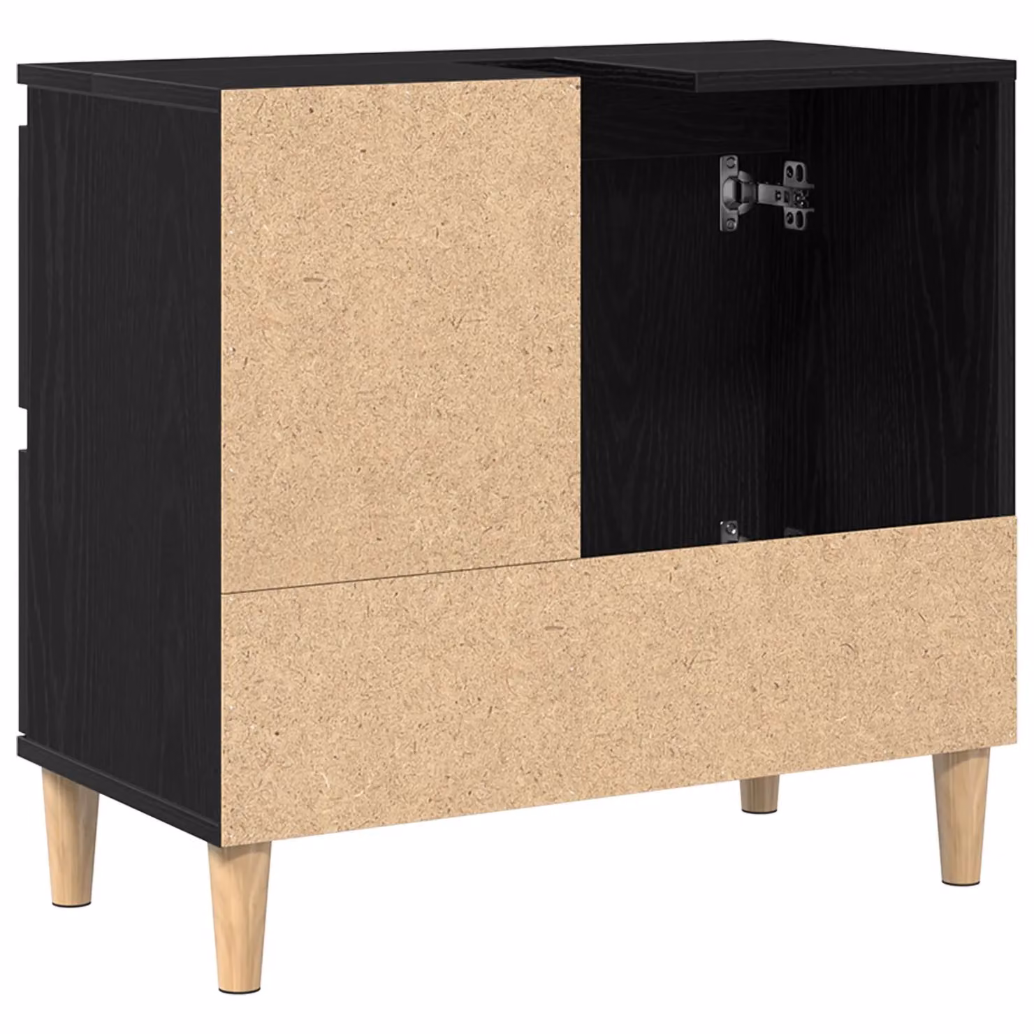 Berkfield Home Black Oak Sink Cabinet with Doors and Drawers, W/D/H: 65 x 33 x 60 cm – 4