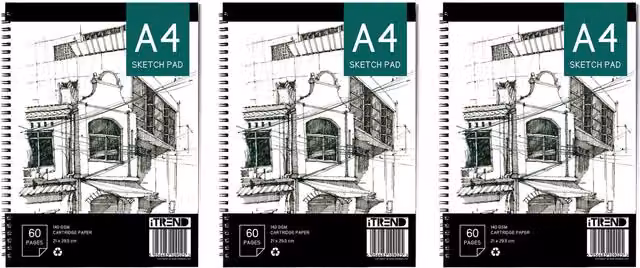 iTrend A4 Artist Sketch Pad, 100 Pages, 135gsm, White