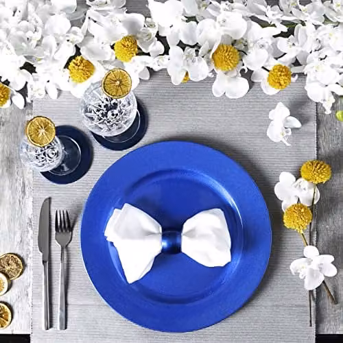 Argon Tableware Blue Metallic Round Melamine Coasters, Pack of 6, Diameter: 10 cm – 5