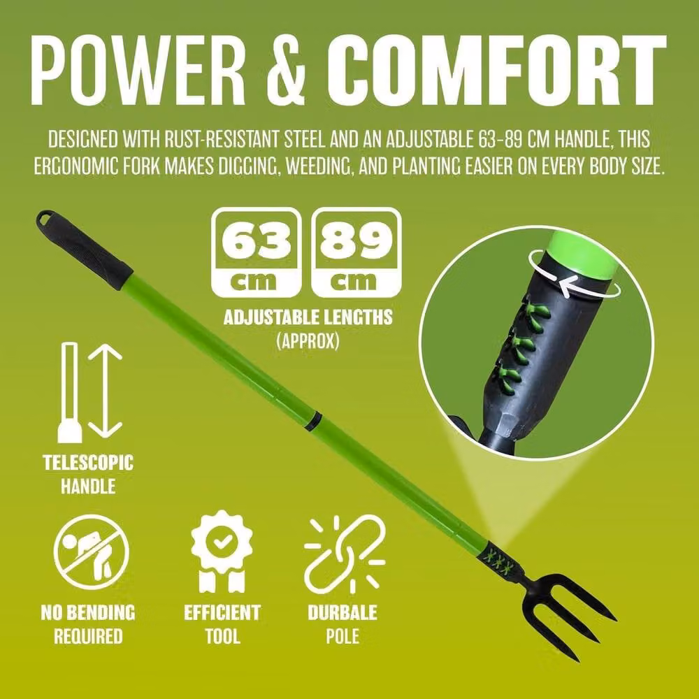 BARGAINS-GALORE Telescopic Heavy Duty Garden Digging Fork in Green – 3