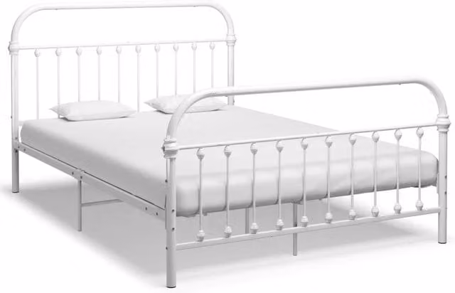 Berkfield Home White Metal Bed Frame W: 140 cm, L: 200 cm