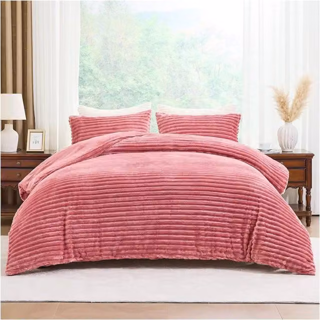 Gaveno Cavailia Osum Ribbed Duvet Cover and Pillowcase Set in Pink, W: 180 cm, H: 200 cm