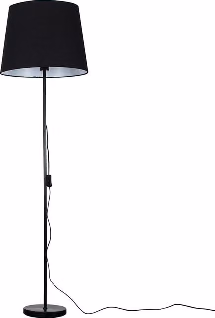 ValueLights Modern Black Metal Floor Lamp with Large Fabric Cone Shade
