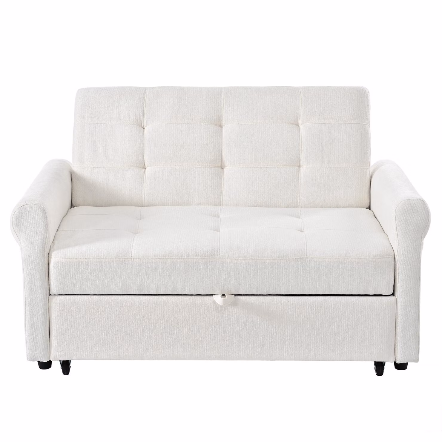 Aosom UK Convertible Sofa Bed with Adjustable Backrest, USB and Type-C Ports, Storage Pocket and Pull-out Drawer, W/D/H: 173 x 135 x 58 cm, Off White – 2