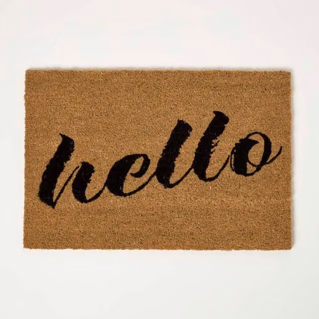 Homescapes Hello Coir Doormat, Brown, W/D: 60 x 40 cm
