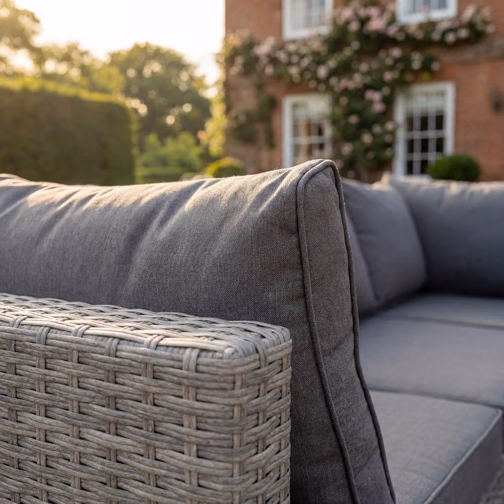 Artemis Home Oliena 10 Seat Modular U-Shape Garden Furniture Set in Grey Polyrattan with Upholstered Cushions – 3