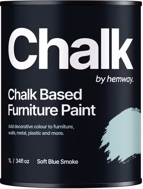 Hemway Chalk Based Furniture Paint in Soft Blue Smoke, Flat Matt, 1L
