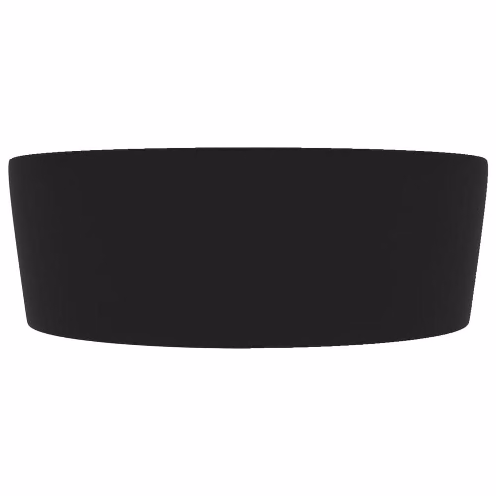Berkfield Home Luxury Round Ceramic Countertop Wash Basin with Overflow, Matt Black, W: 36 cm, D: 13 cm, H: 13 cm – 3