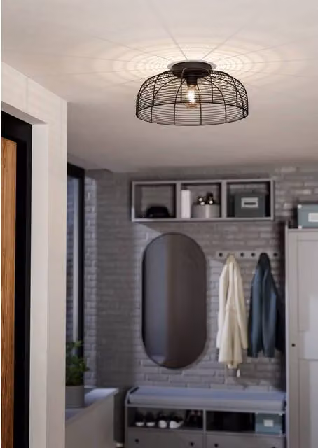 Eglo Rinroe Black Steel Wire Dome Ceiling Light, Black