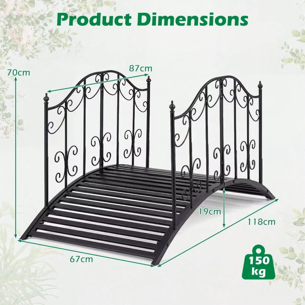 Kelvenix Black Metal Decorative Garden Bridge – 2