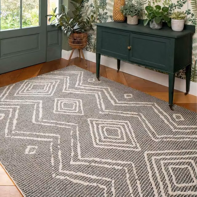 The Rug House Diamond Moroccan Berber Area Rug, Grey, W: 230 cm, D: 160 cm