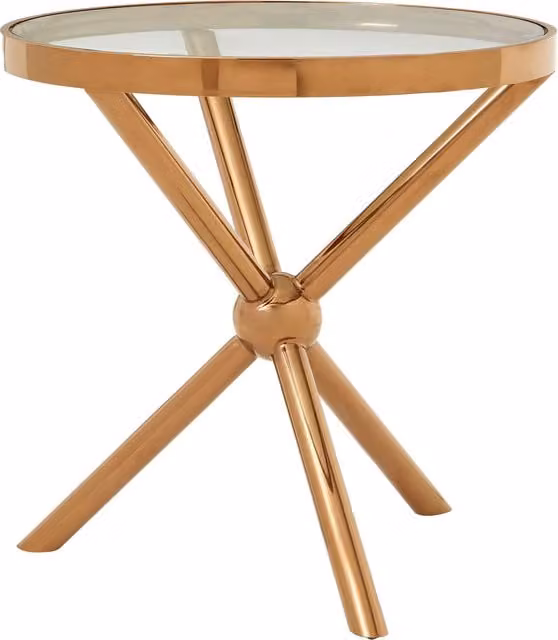 Orsina Round Gold Side Table with Glass Top and Metal Base, W/D/H: 60 x 60 x 60 cm