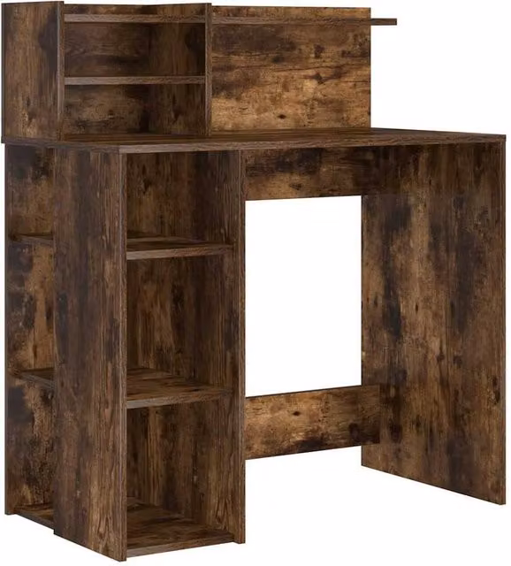 Berkfield Home Writing Desk with Storage in Smoked Oak Brown, W/D/H: 90 x 48 x 101.5 cm – 1