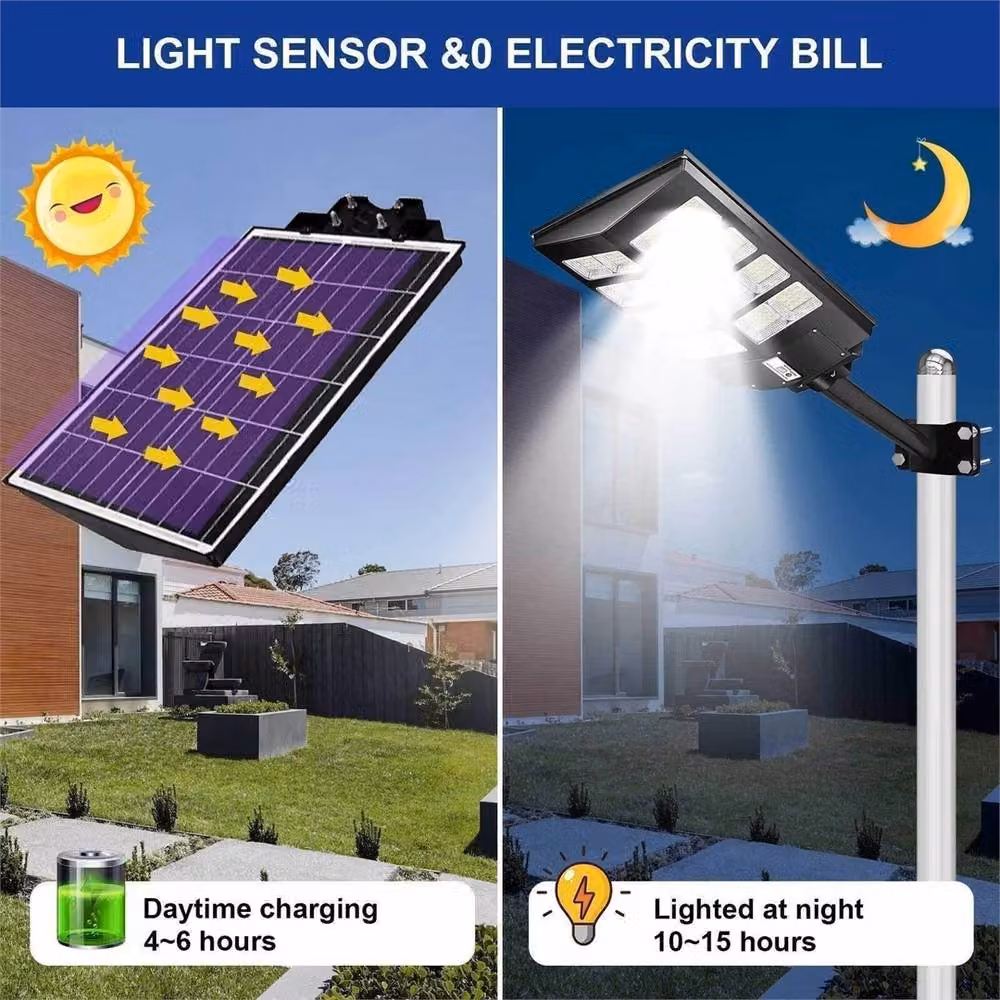 SPETLEK 6000W LED Solar Street Light with Motion and Dusk to Dawn Sensor, Black Outdoor Floodlight for Garden and Wall Mounting – 5