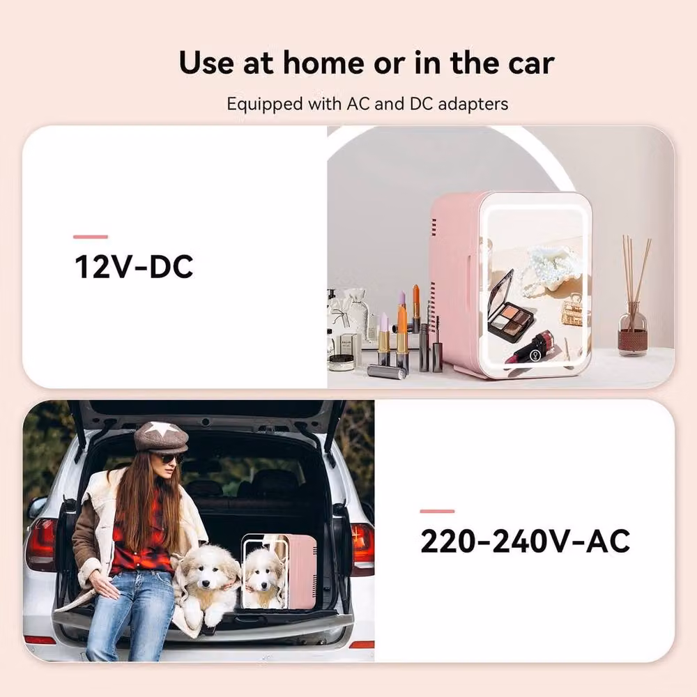 FLAVORA 4L Portable Mini Fridge and Cooler Warmer with LED Mirror in Pink – 2